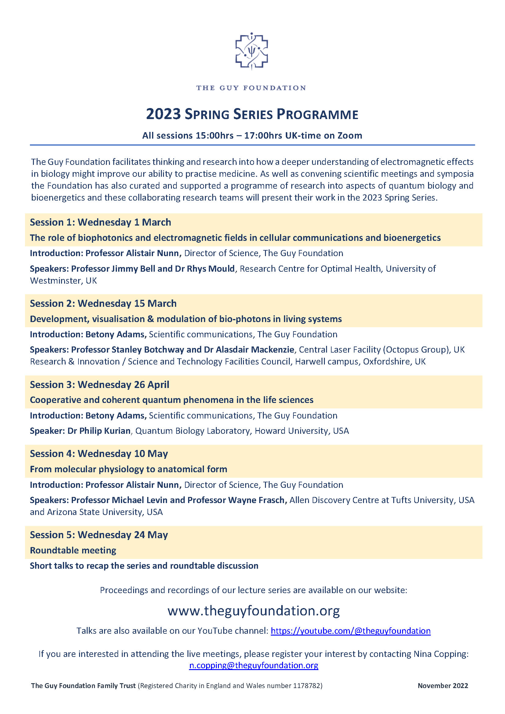 GF 2023 Spring Series programme